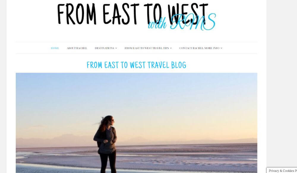 From East to West Travel Blog homepage screenshot