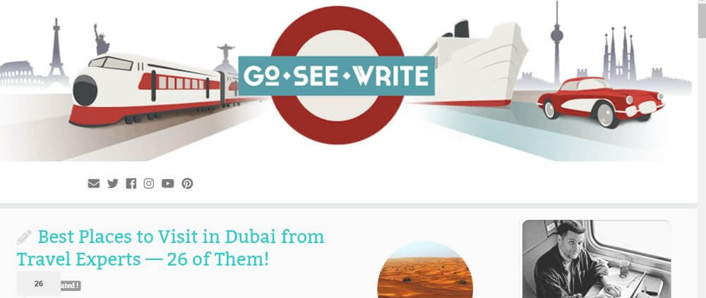 Go See Write travel blog homepage