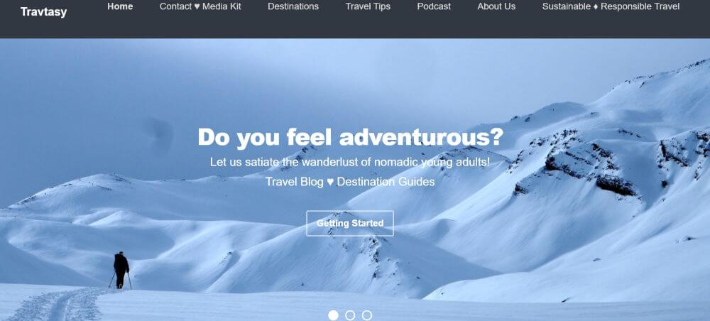 TravTasy travel blog homepage screenshot